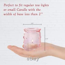 Tea Light Holder, Vintage Pink Glass Tealight Candle Holders, Perfect Favors Dec