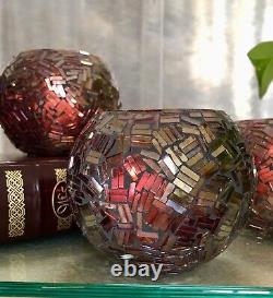 Tea Light Holders Purple Glass Mosaic Small Candle Holders Set of 4