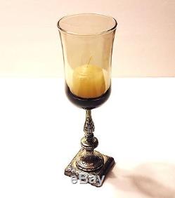 The Brady Bunch Tv Show Props Topaz Glass Candle Holder With Metal Pedestal