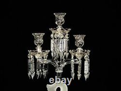 Three Light Baccarat Style Crystal Candelabra/Candle Holder. 20 1/4 Height