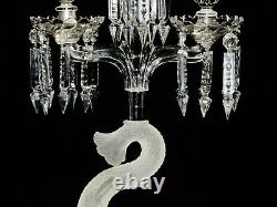 Three Light Baccarat Style Crystal Candelabra/Candle Holder. 20 1/4 Height