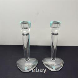 Tiffany & Co Crystal 9 Candlesticks Candle Holder Pair Set Of 2