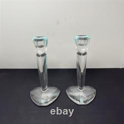 Tiffany & Co Crystal 9 Candlesticks Candle Holder Pair Set Of 2