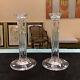 Tiffany & Co Crystal Fluted Hampton Column Pair Of 8.5 Candle Holders Set