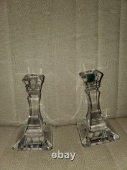 Tiffany & Co Crystal Glass Square Candlesticks Square Base Set 2