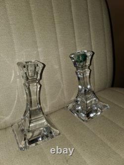 Tiffany & Co Crystal Glass Square Candlesticks Square Base Set 2