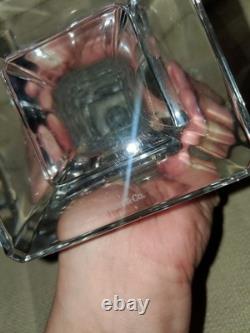 Tiffany & Co Crystal Glass Square Candlesticks Square Base Set 2