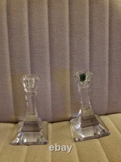 Tiffany & Co Crystal Glass Square Candlesticks Square Base Set 2