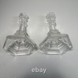 Tiffany Co Crystal Octagon Taper Candle Holders Pair Elegant Home Decor