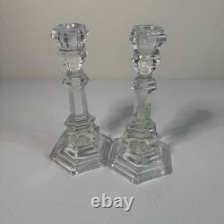 Tiffany Co Crystal Octagon Taper Candle Holders Pair Elegant Home Decor