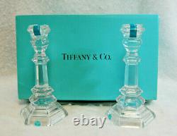 Tiffany & Co Plymouth 8 Tall Crystal Candlesticks 1 Pair New S9657