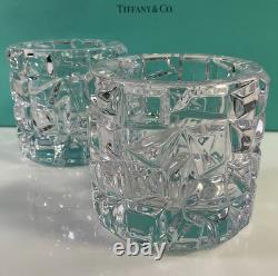 Tiffany & Co Rock Cut Crystal Votive Candle Holder Set of 2