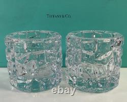 Tiffany & Co Rock Cut Crystal Votive Candle Holder Set of 2