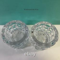 Tiffany & Co Rock Cut Crystal Votive Candle Holder Set of 2