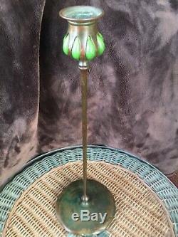 Tiffany Studios Bronze Glass Blown Out Candle Stick