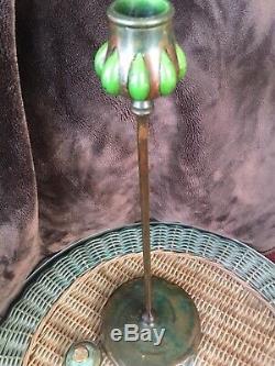 Tiffany Studios Bronze Glass Blown Out Candle Stick