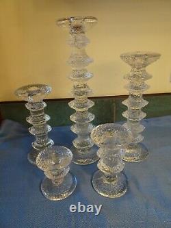 Timo Sarpaneva Iittala Festivo Art Glass Candlesticks, Set 5 8 6 4 2 1 Finland