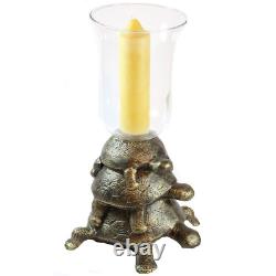 Turtle Stack Hurricane Pillar Candle Holder 13.5 inches