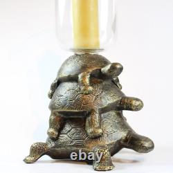 Turtle Stack Hurricane Pillar Candle Holder 13.5 inches
