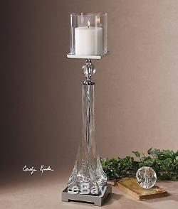 Twisted Art Glass Candle Holder Clear Crystal Votive