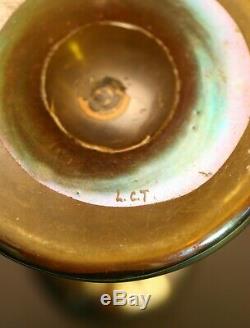 Two Early 1900's Signed LCT Tiffany Studios Favrile Candlestick withpaper label