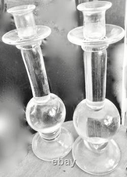 Two Glass Candlesticks Style Simon Pearce Hartland Handblown Candle Holders 12
