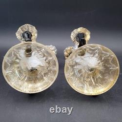 Two MCM Large Glass Murano Blackamoor Figural Colorful Gold Candlestick Holders