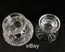 Two Waterford Crystal Candlesticks With Hurricane Shades 7-1/2H