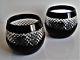 Two Waterford John Rocha Black Cased Cut To Clear Candle Holders, No Stamp