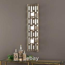Two XXL 38 Modern Gold Metal Accented Mirrors Wall Sconce Candle Holders