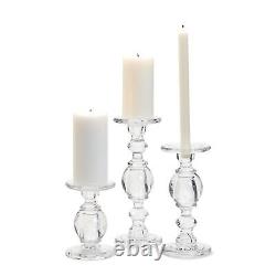 Two's Company High-Glass Set Of 3 Pedestal Candleholders in 3 Sizes