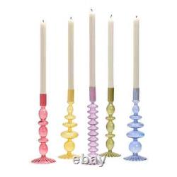 Two's Company Set of 5 Hand-Blown Glass Candleholders