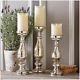 Twos Company Pentimento Silver Mercury Glass Pillar Candleholders Set Of 3