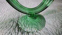 URANIUM GLASS Green Pair of Fostoria Double Stick Candle Holders Art Deco