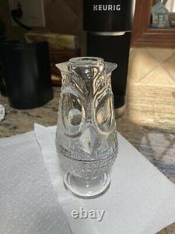 UTRA RARE Viking GLASS OWL FAIRY LIGHT Clear CRYSTAL Color 1960s Candle