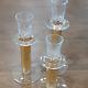 Union Street Hand Blown (set Of 3) Glass Candle Holders Signed