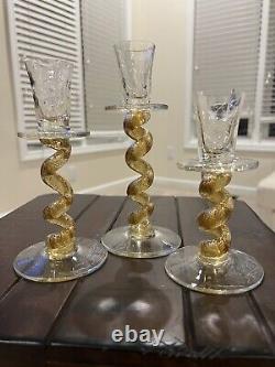 Union Street spiral gold speckled candle holder set of 3