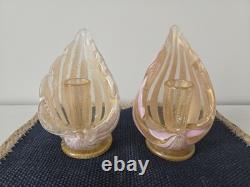 Unique Antique Murano Fratelli Toso Glass Candle Holders