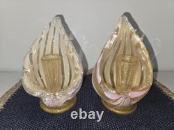 Unique Antique Murano Fratelli Toso Glass Candle Holders