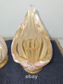 Unique Antique Murano Fratelli Toso Glass Candle Holders