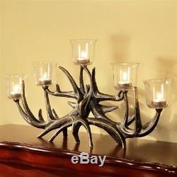 Unique Fireplace Antler Candle Holder Glass Votives Candelabra Centerpiece Decor