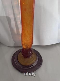 Unique Fusion Z (Set Of 2) Large Glass Candlestick Holders (Signed)