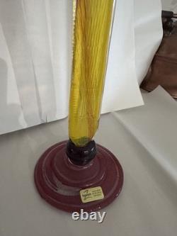 Unique Fusion Z (Set Of 2) Large Glass Candlestick Holders (Signed)