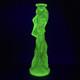 Uranium Glass Candle Holder Woman Figurine Vaseline Yellow Glass Candlestick