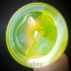 Uranium Glass Candle Holder Woman Figurine Vaseline Yellow Glass Candlestick