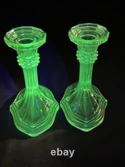 Uranium Glass Candlestick set