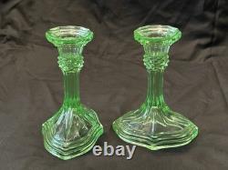 Uranium Glass Candlestick set