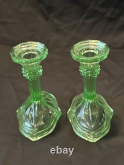 Uranium Glass Candlestick set