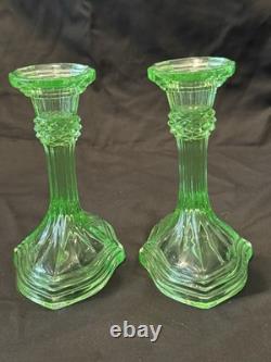 Uranium Glass Candlestick set