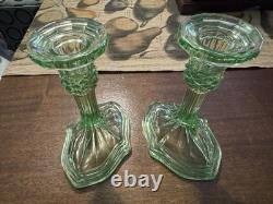 Uranium Glass Candlestick set